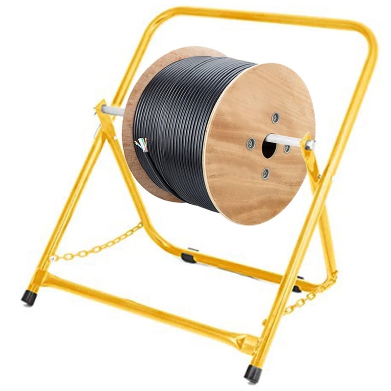 AdirPro Durable Single Axle Cable Caddy - Commercial Industrial Grade Steel Wire Rack Dispenser - Compact Design Holds Cable Reels Up to 20" Diameter and 100 Lb Capacity - (Black) - Image 1